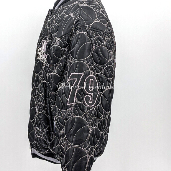 Raw Blue Classics First Team Men's Bomber Jacket Large Black Gray Button Up - Picture 5 of 15